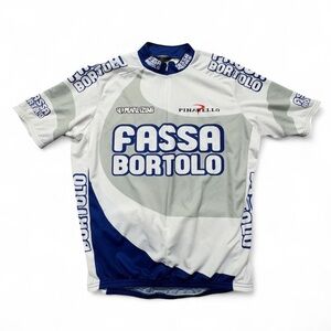 Pearl Izumi Fassa Borto White & Blue Cycling Jersey Team Graphics Men’s L O18